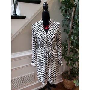 Express Women's Size M Black White Polka Dot Belted Shirt Dress Polyester